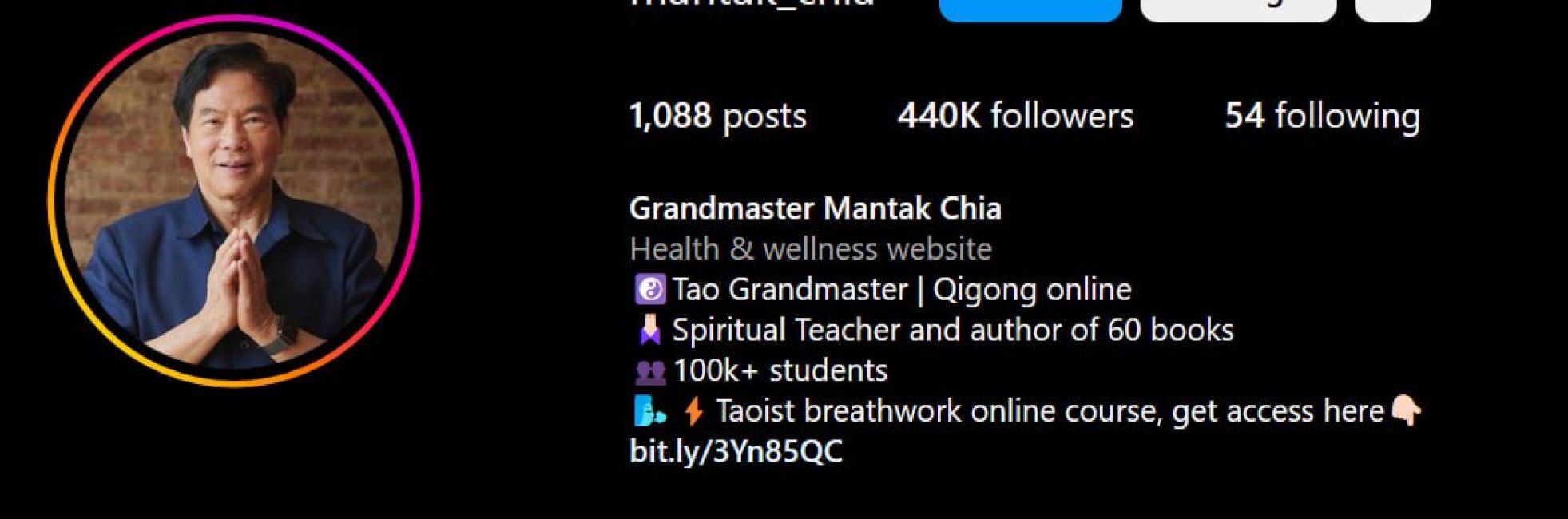 Mantak Chia Instagram page